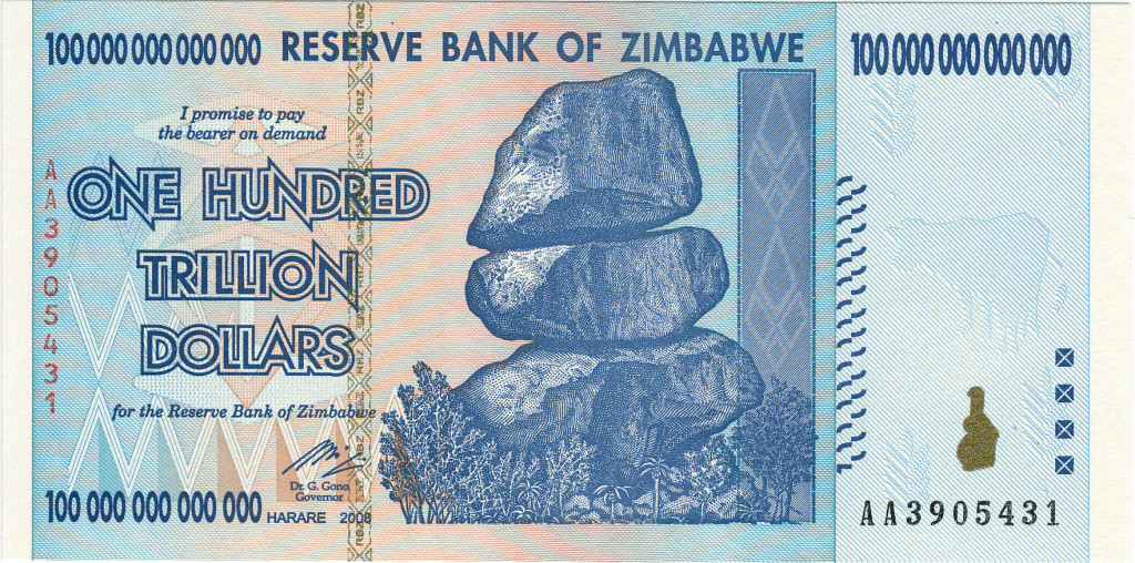 An oversupply of money is the reason why Zimbabwean dollars have to be counted in scientific notation.
