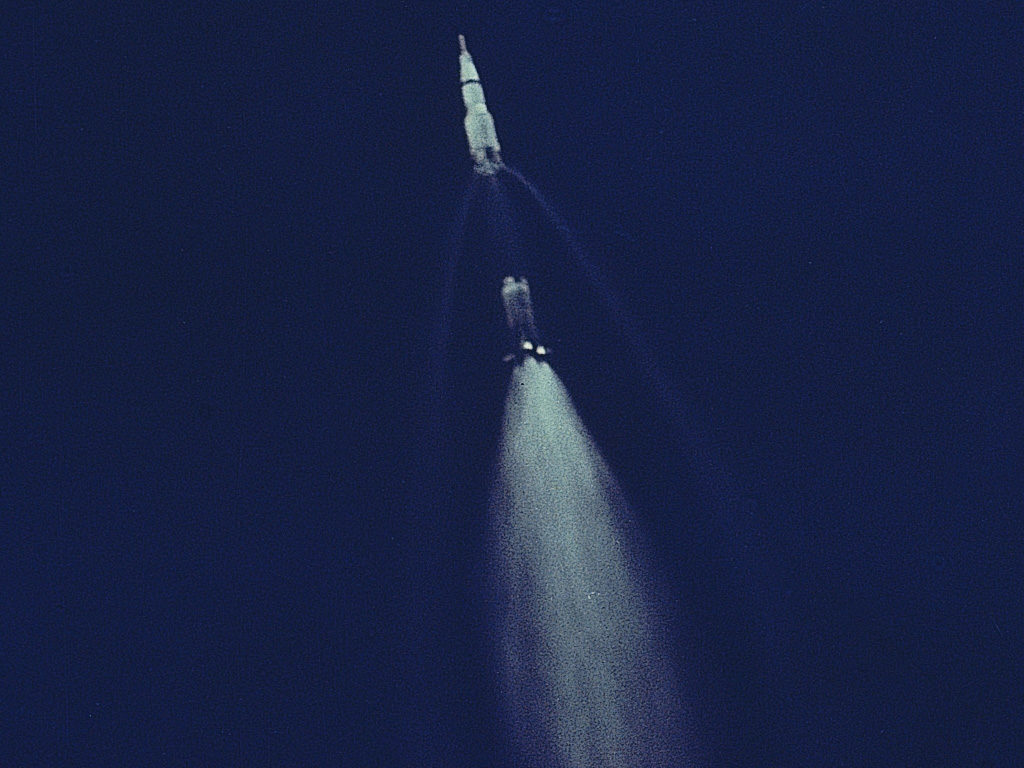 Saturn V separating from its booster